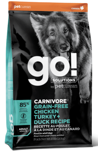 Go! Solutions Carnivore Chicken, Turkey + Duck Grain-Free Adult 3.5LB